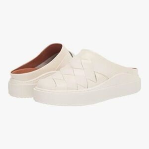 NWT Lucky Brand Leather Killian Pristine White Slip-On Woven Mules